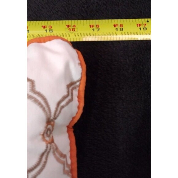 Decorative Throw Pillow Square Geometric White Gold Orange Trimmed Decor - Picture 5 of 7